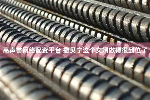 高声誉网络配资平台 撒贝宁这个女婿做得很到位了